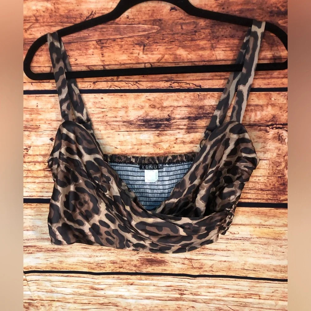 VENUS Brown and Black animal print crop top - Picture 2 of 11